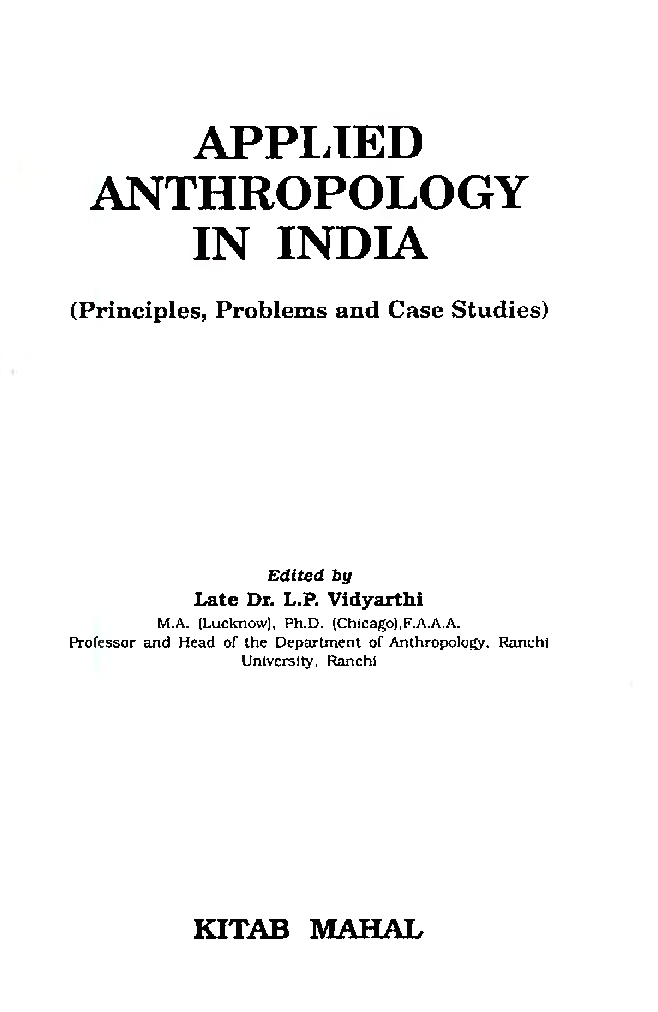 Applied Athropology In India - Page 2