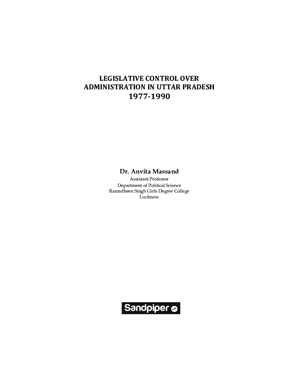 Legislative Control Over Administration In Uttar Pradesh 1977-1990 - Page 2