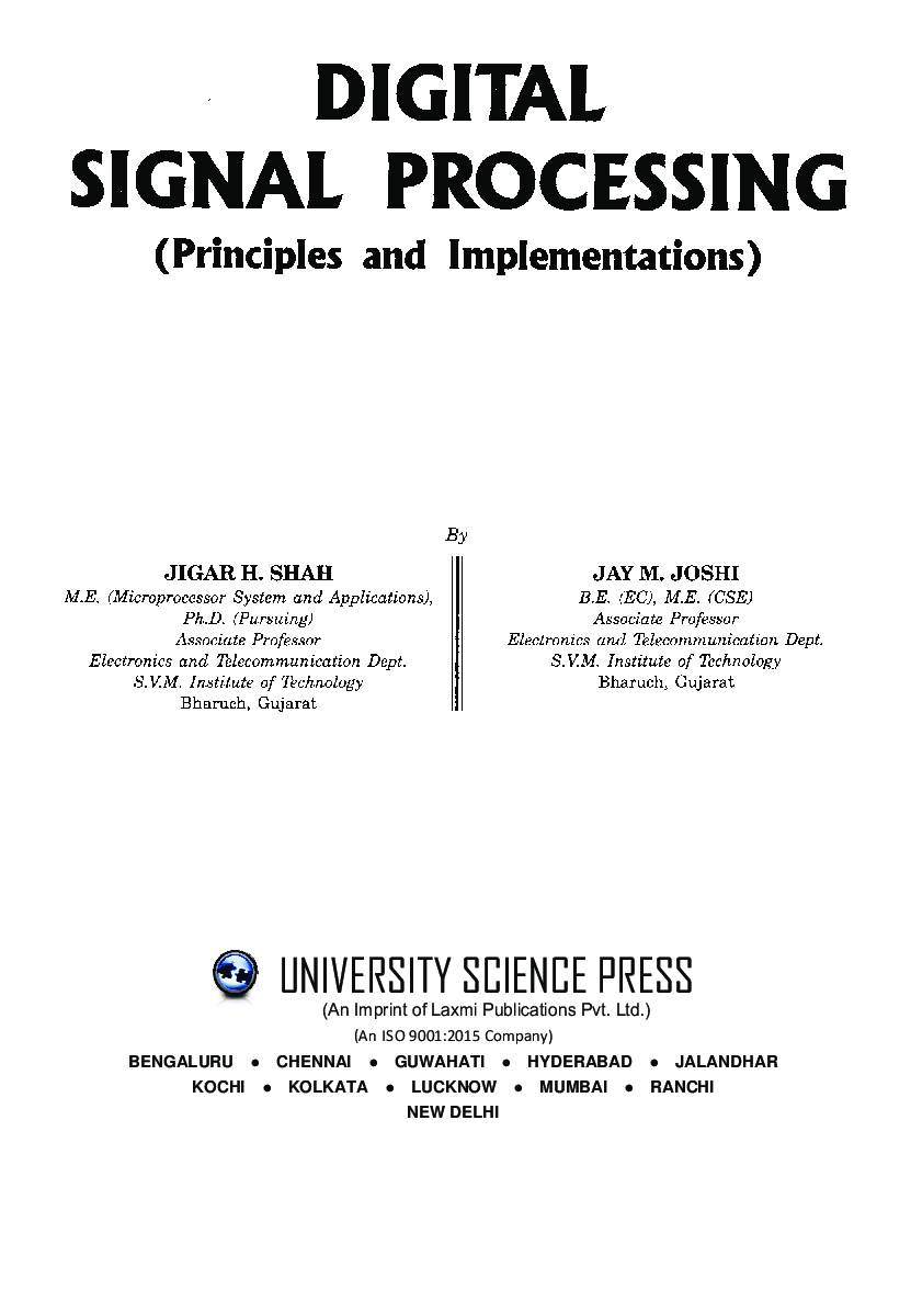 Download Digital Signal Processing by Jigar H. Shah, Jay M. Joshi PDF Online