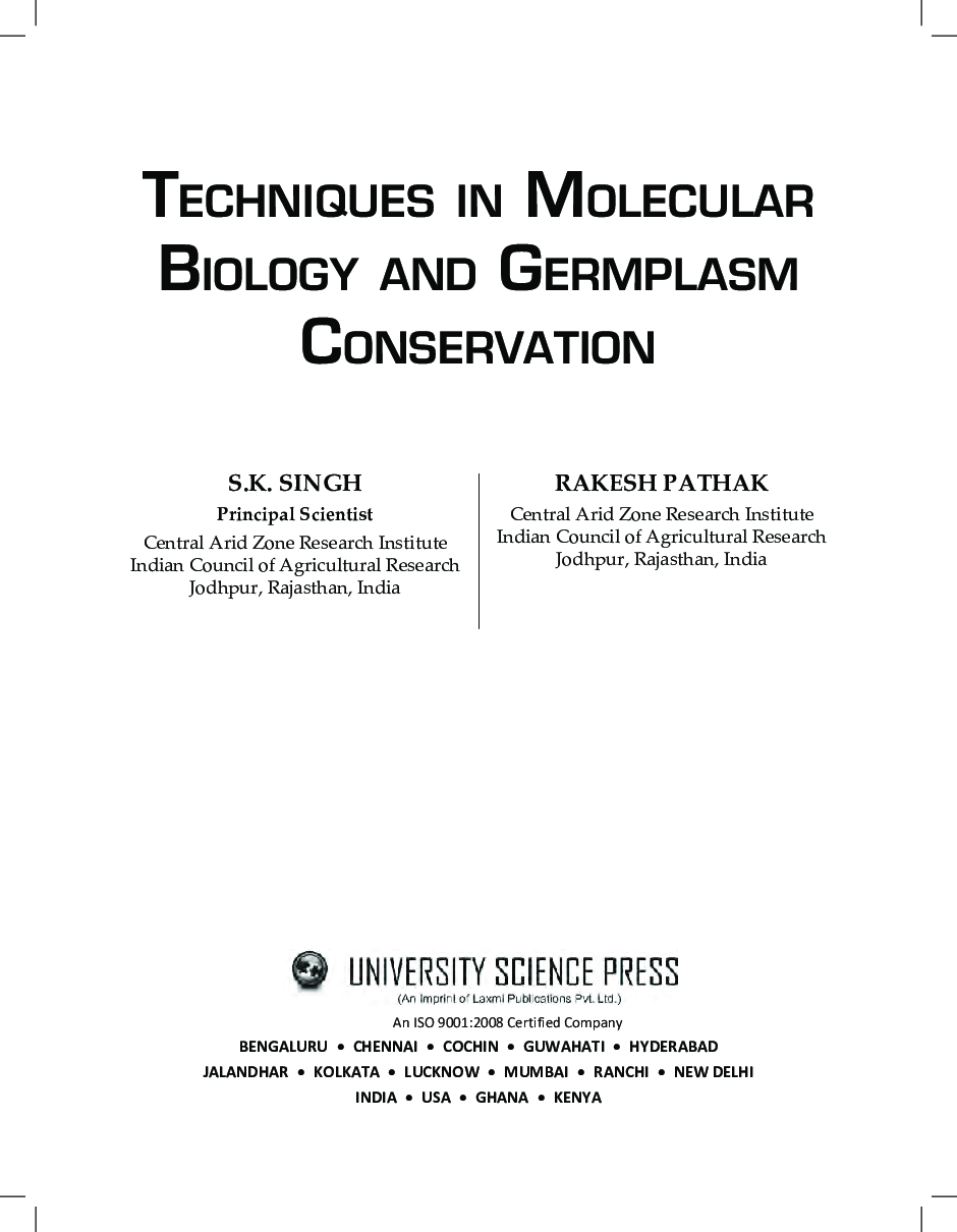 Techniques in Molecular Biology and Germplasm Conservation - Page 5