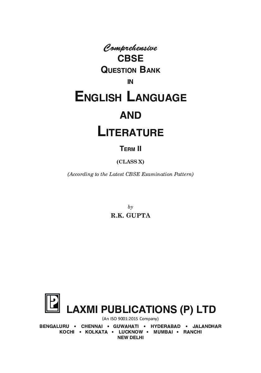 Comprehensive CBSE Question Bank in English X (Term-II) - Page 3