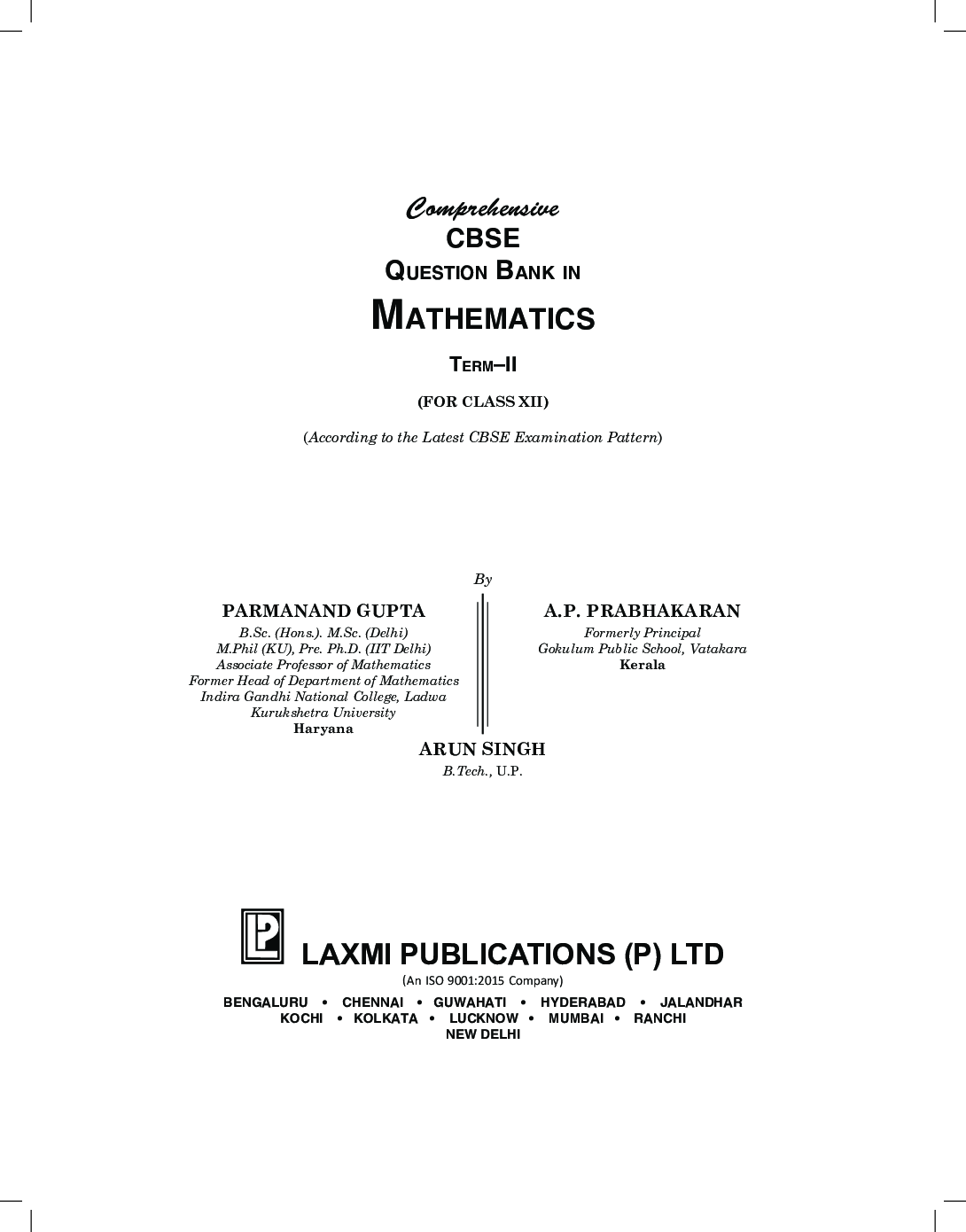 Comprehensive CBSE Question Bank in Mathematics-XII (Term-II) - Page 3