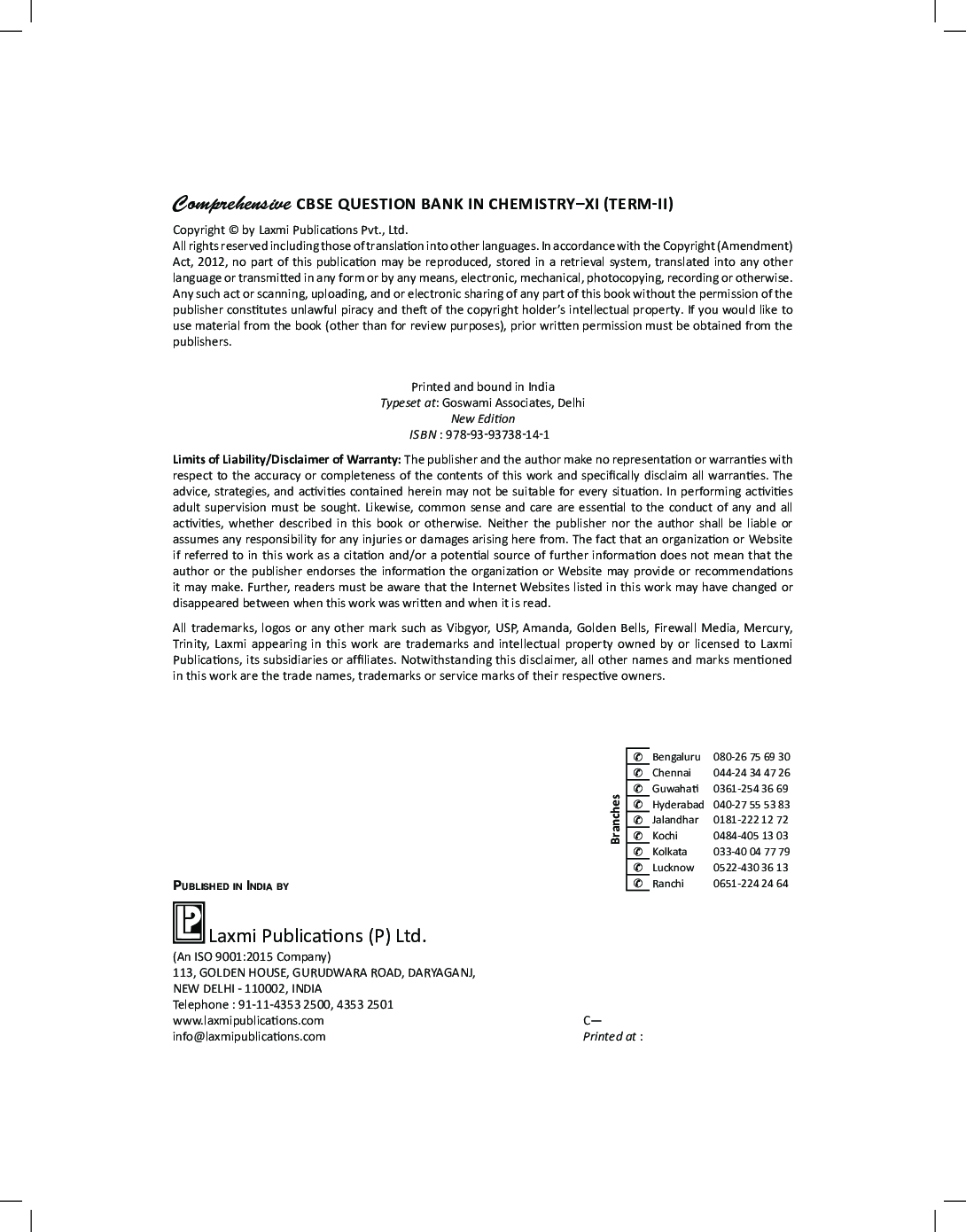 Comprehensive CBSE Question Bank in Chemistry XI (Term II) - Page 4