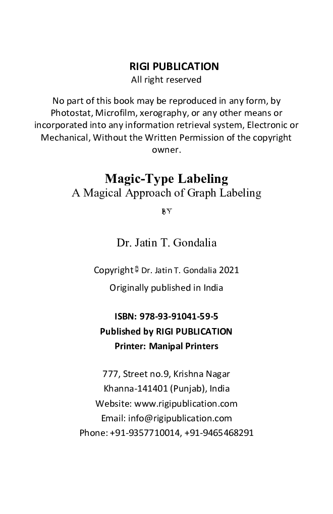 Magic-Type Labeling A Magical Approach of Graph Labeling - Page 3