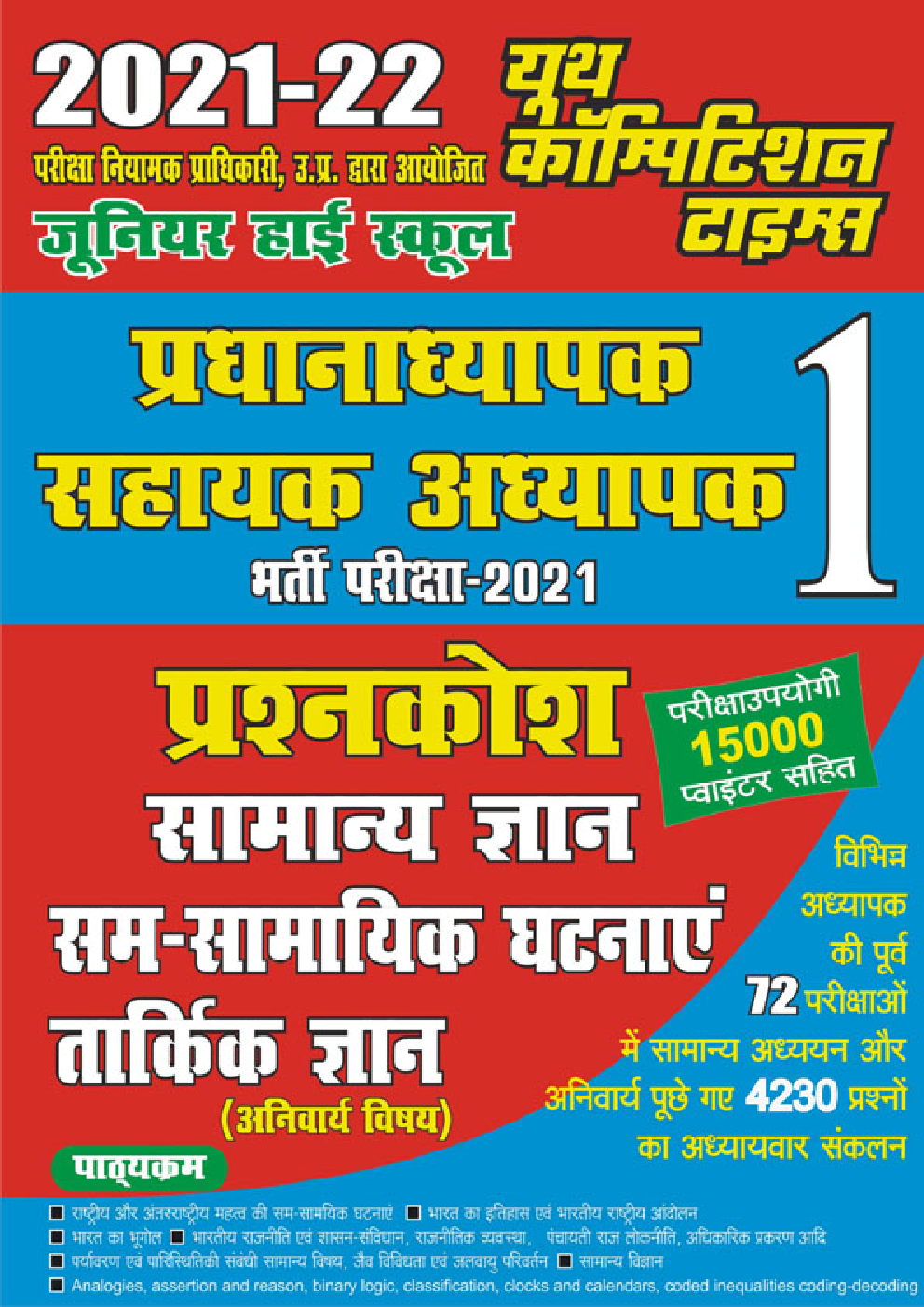जूनियर हाई स्कूल प्रधानाध्यापक / सहायक अध्यापक प्रश्न कोश सामान्य ज्ञान सम-सामायिक घटनाएं तार्किक ज्ञान - Page 1