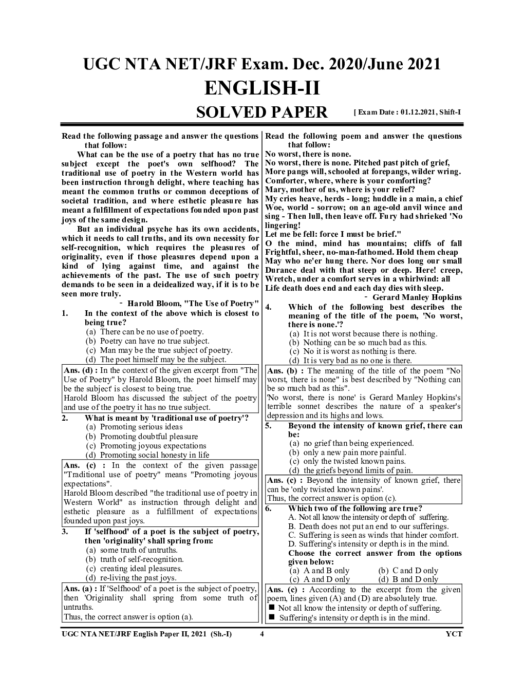 NTA/UGC-NET/JRF इंग्लिश साल्व्ड पेपर्स  परीक्षा ज्ञान कोष  - Page 5