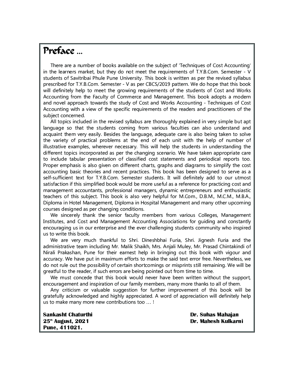 Techniques Of Cost Accounting (Cost And Work Accounting 3) : (Third Year Bcom Sem 5) - Page 4