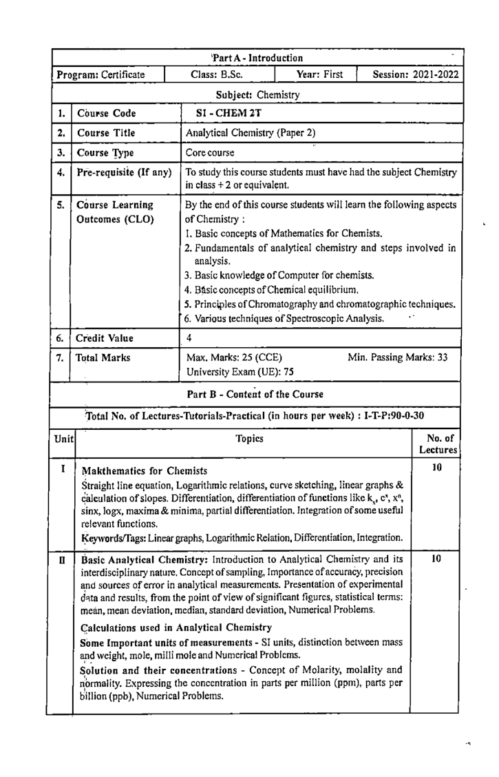 Chemistry (Analytical Chemistry) First Year: Minor - Page 5