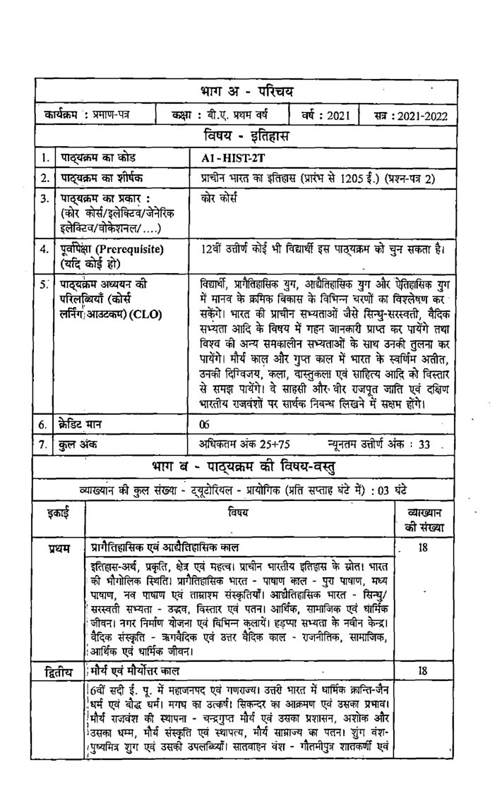 इतिहास (प्राचीन भारत का इतिहास प्रारम्भ से 1205 तक) प्रथम वर्ष: गौण विषय - Page 5