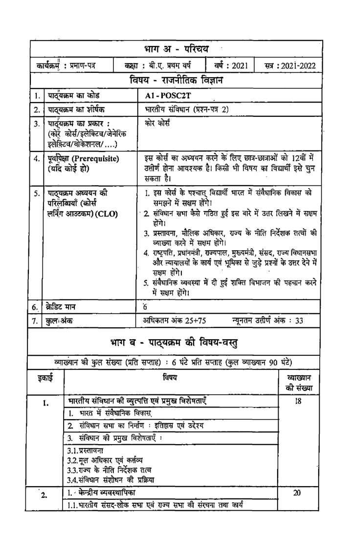राजनीति विज्ञान (भारतीय संविधान-Indian Constitution) प्रथम वर्ष: गौण विषय - Page 5