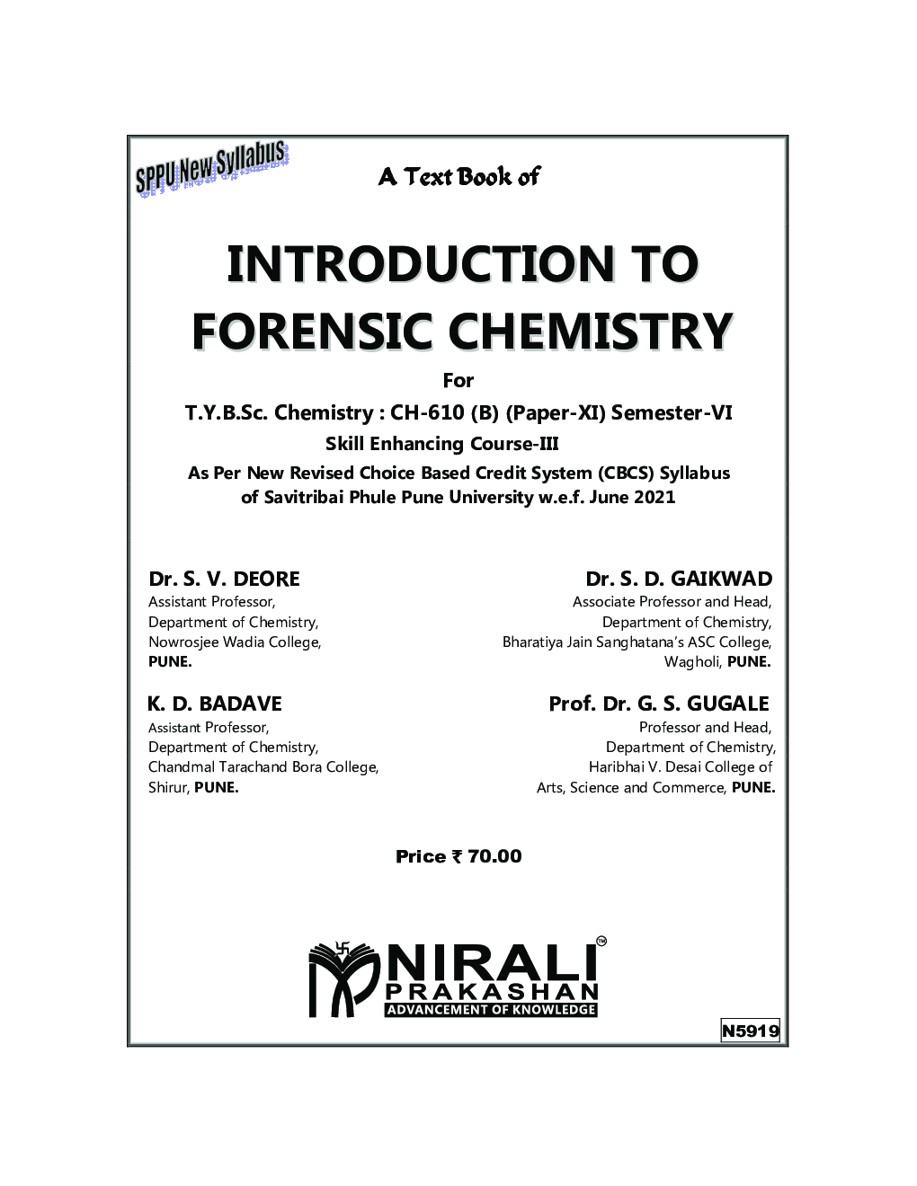 Introduction To Forensic Chemistry : Chemistry (CH-610) [b]) Paper 9 (TY B.Sc Sem 6) - Page 2