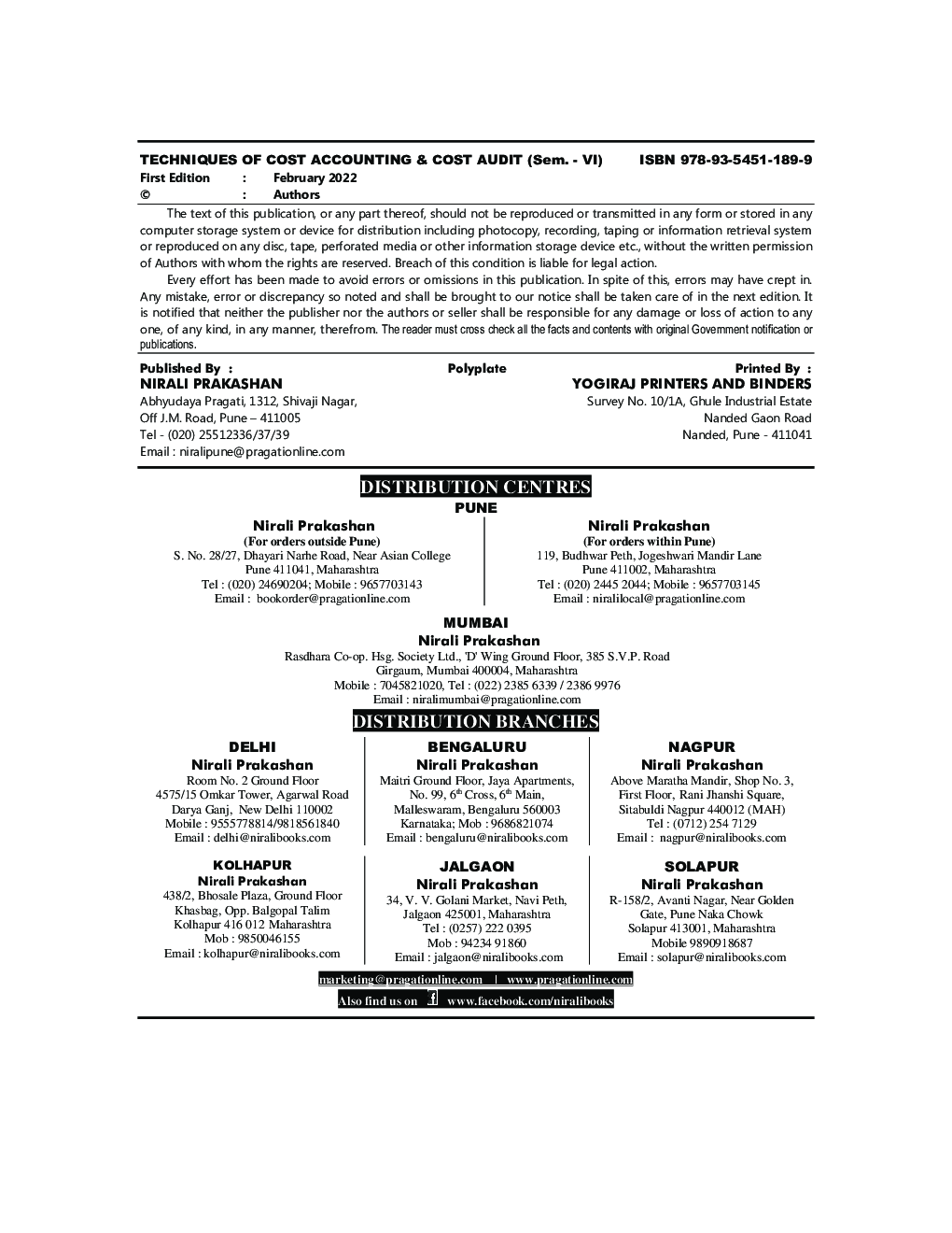 Techniques Of Cost Accounting And Cost Audit (Cost And Works Accounting-3) TY BCom Sem 6 - Page 3