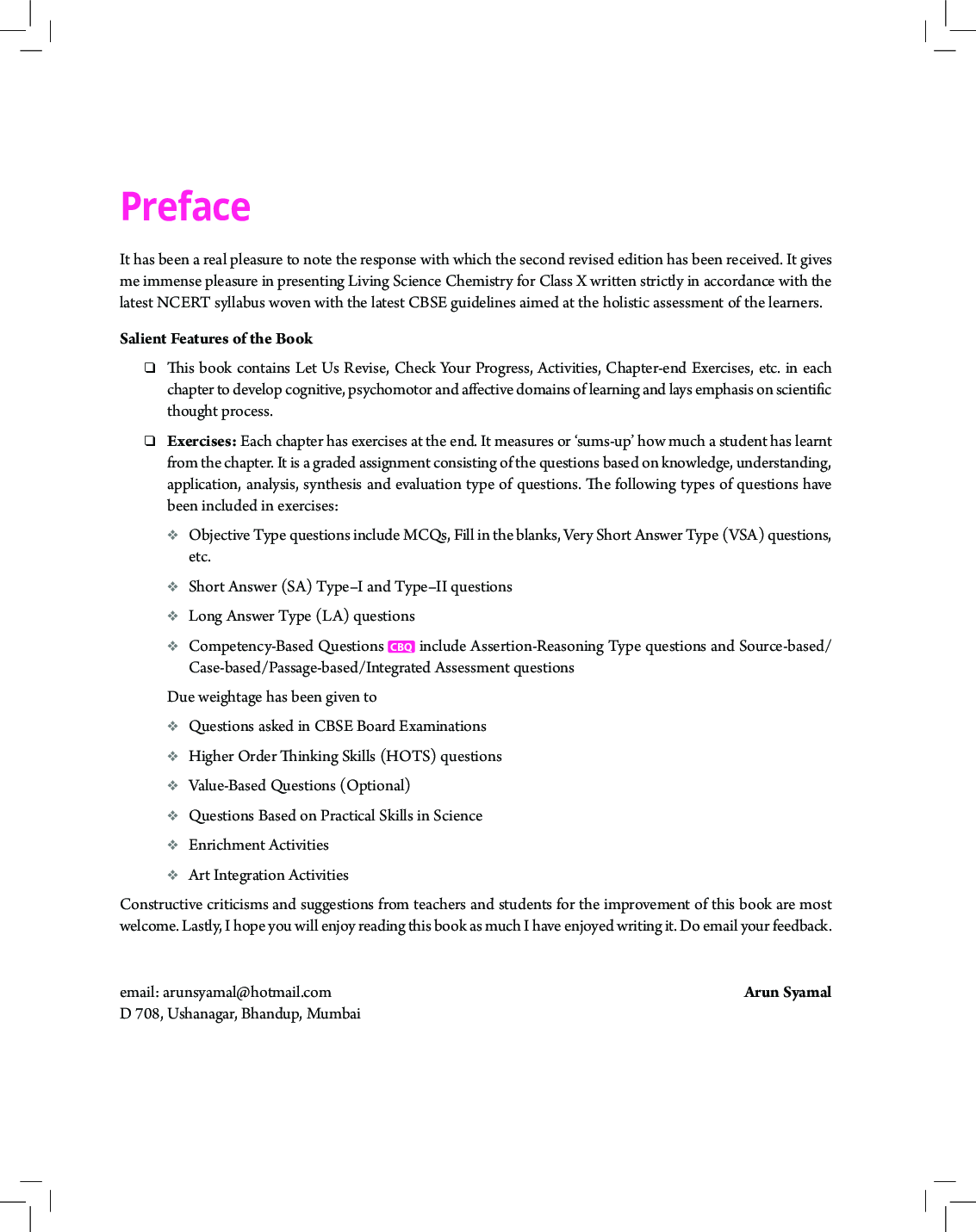 CBSE Living Science Chemistry Class X (2022 Edition) - Page 4