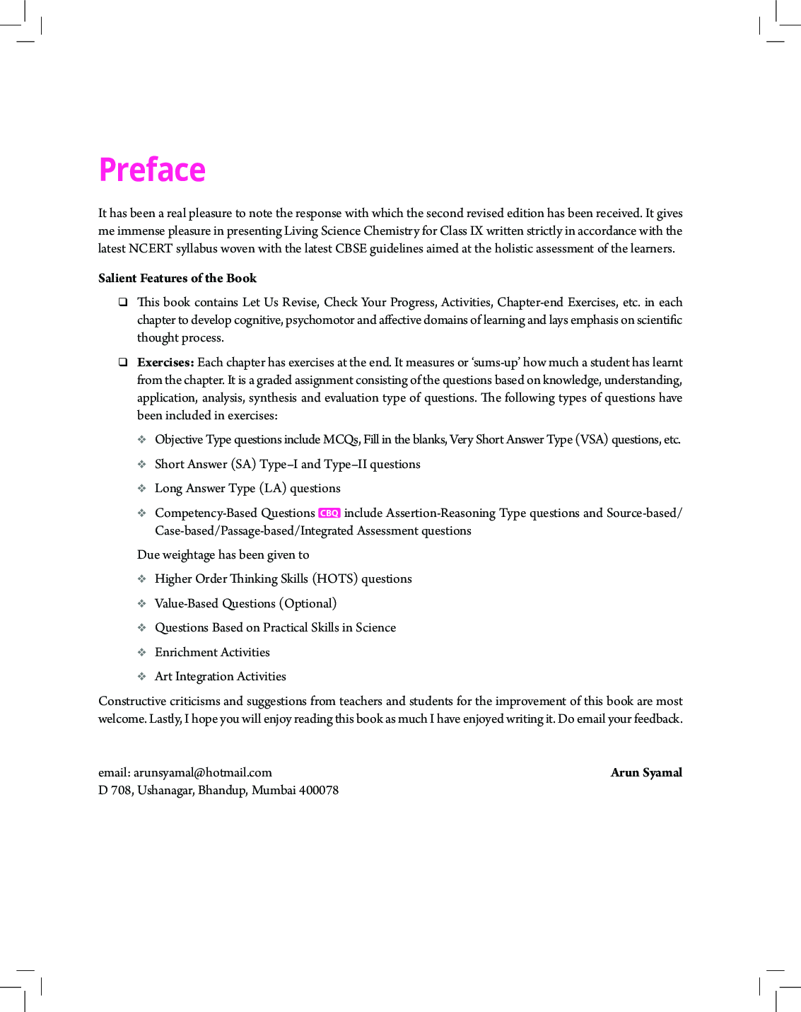 CBSE Living Science Chemistry Class IX (2022 Edition) - Page 4