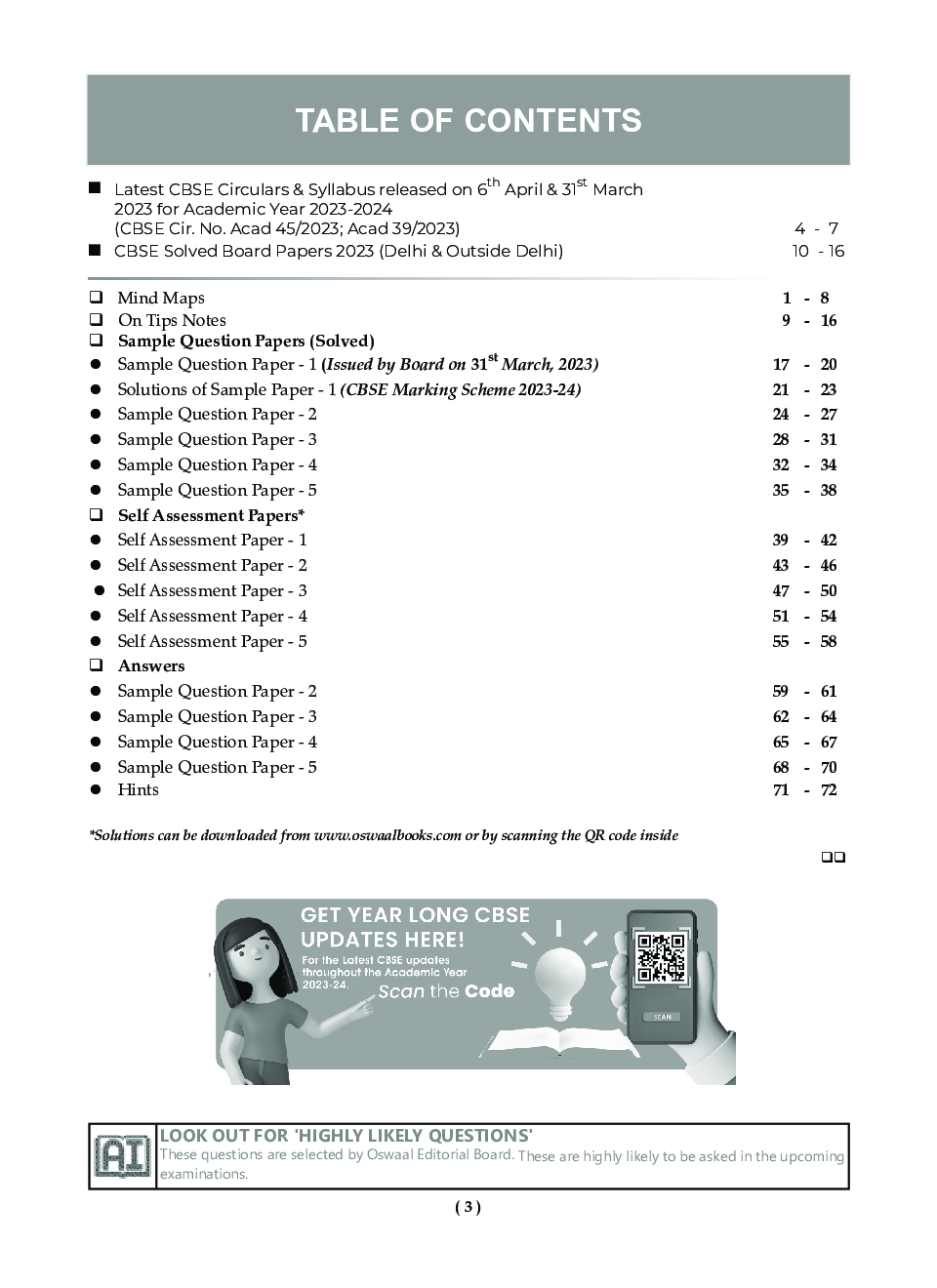 Download Oswaal CBSE Sample Question Papers Class 10 Computer