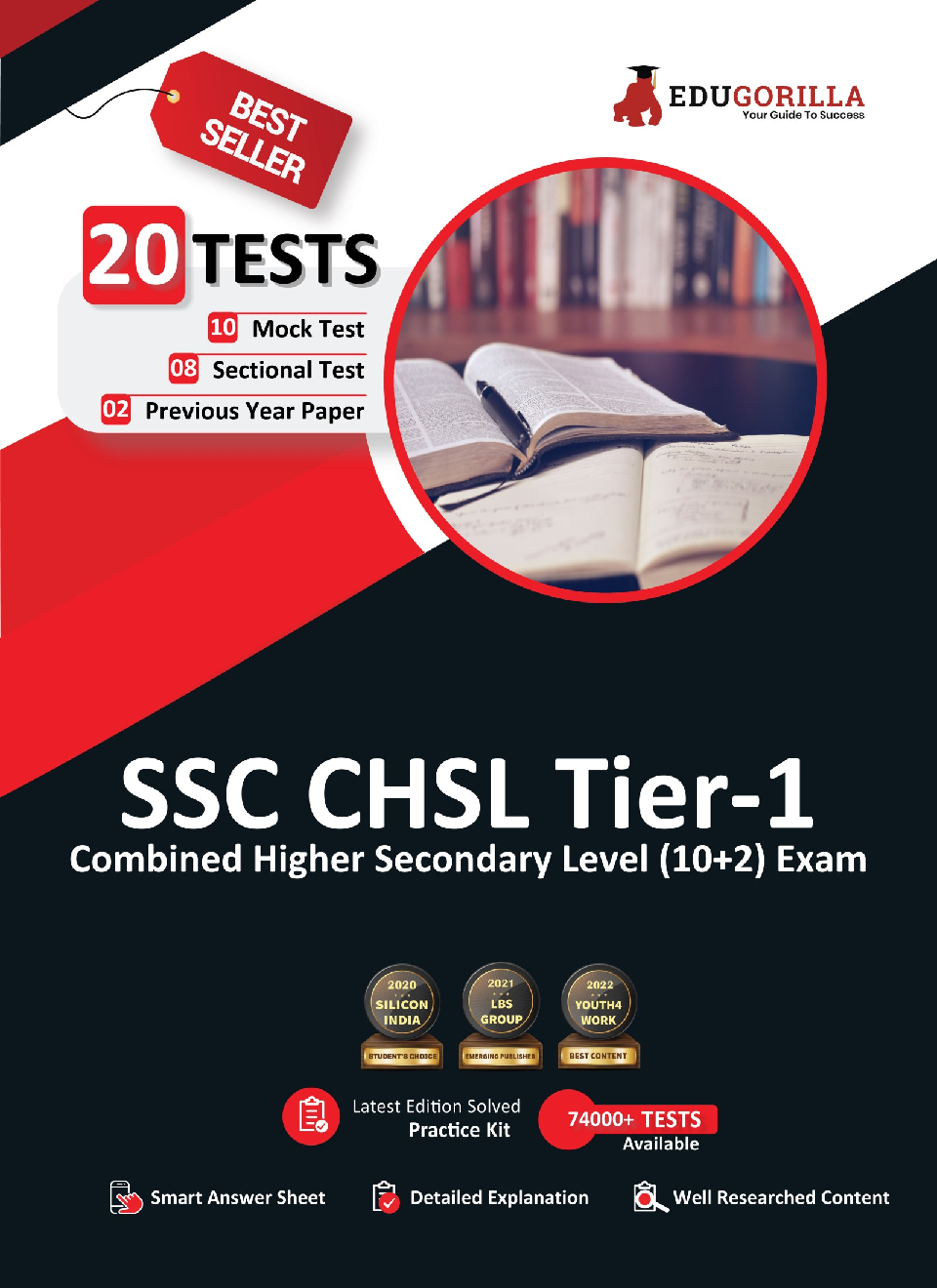EduGorilla SSC CHSL Tier-1 Exam 2022 | Combined Higher Secondary Level (10+2) | 10 Mock Tests + 8 Sectional Tests + 2 Previous Year Paper [1400+ Solved Questions] - Page 1