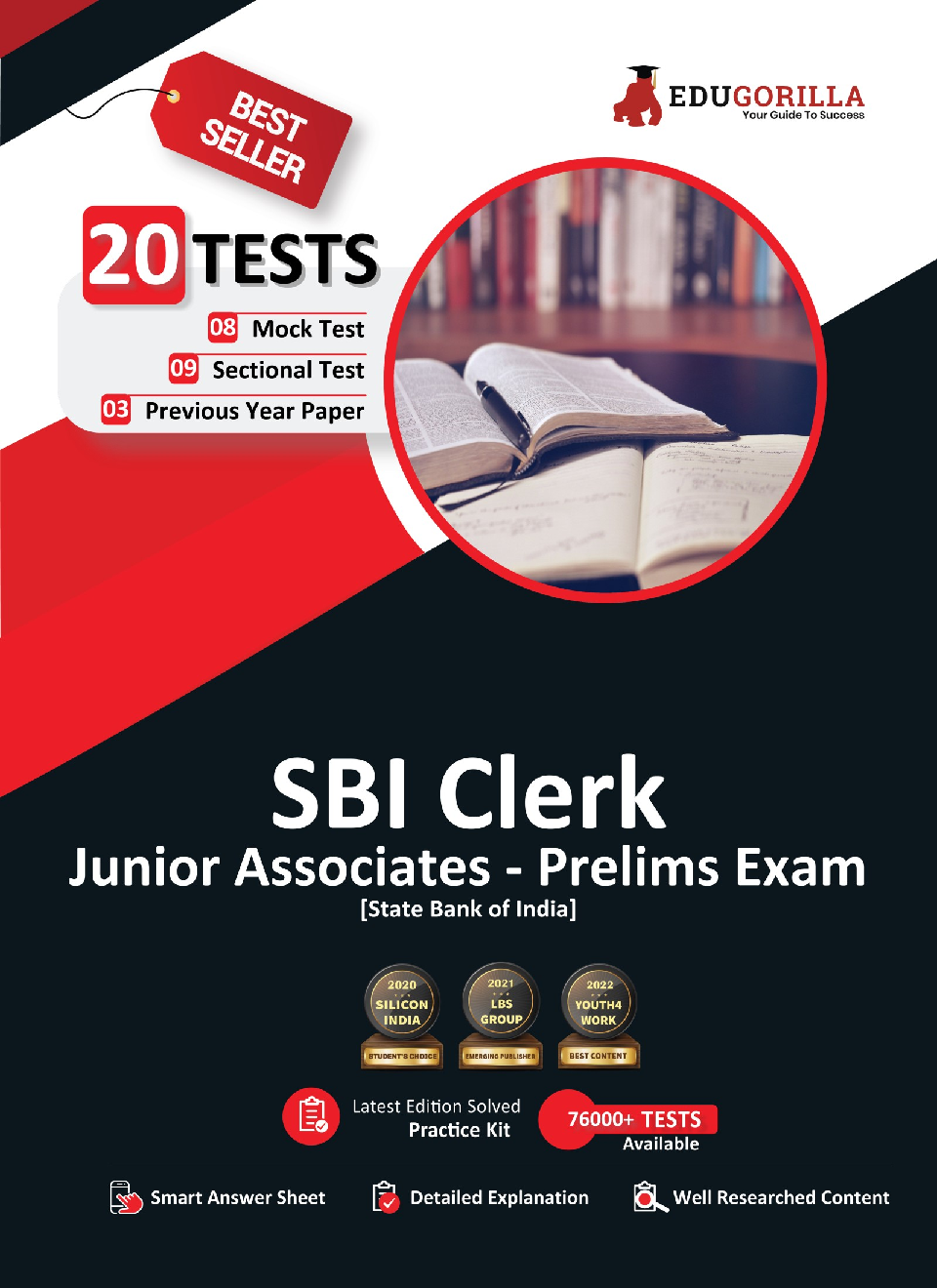 EduGorilla SBI Clerk Junior Associates Prelims Exam | 1400+ Solved Questions (8 Mock Tests + 9 Sectional Tests + 3 Previous Year Papers) - Page 1