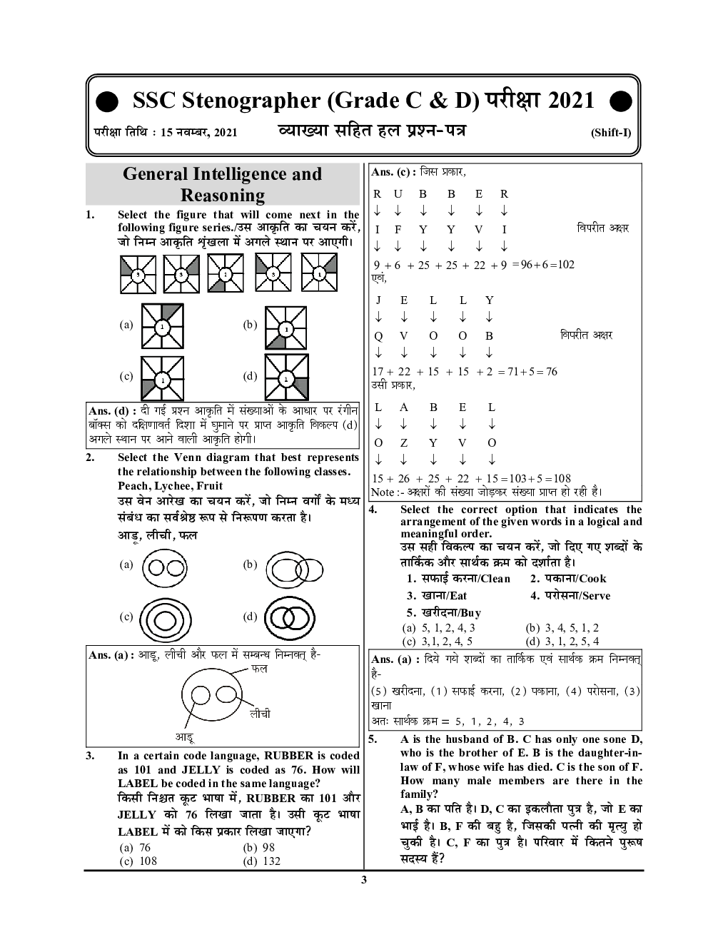 SSC स्टेनोग्राफर (Grade C & D) भर्ती परीक्षा सॉल्व्ड पेपर्स 2022-23 - Page 4