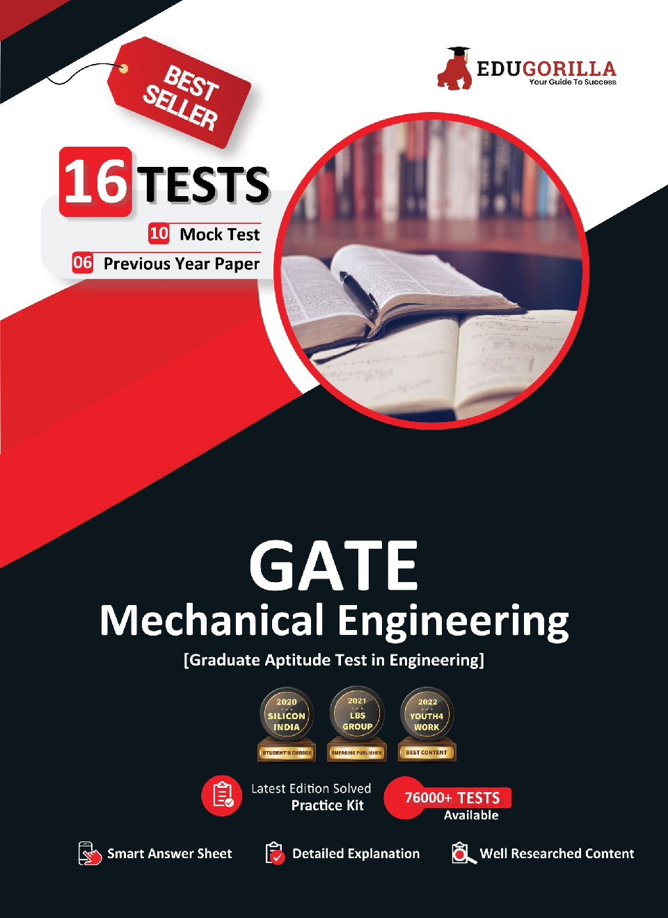 GATE Mechanical Engineering Exam Prep Book 2022 | 10 Full-length Mock Tests + 6 Previous Year Papers | Free Access To Online Tests - Page 1