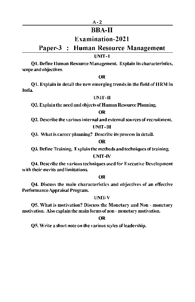Human Resource Management Paper-3 - Page 3