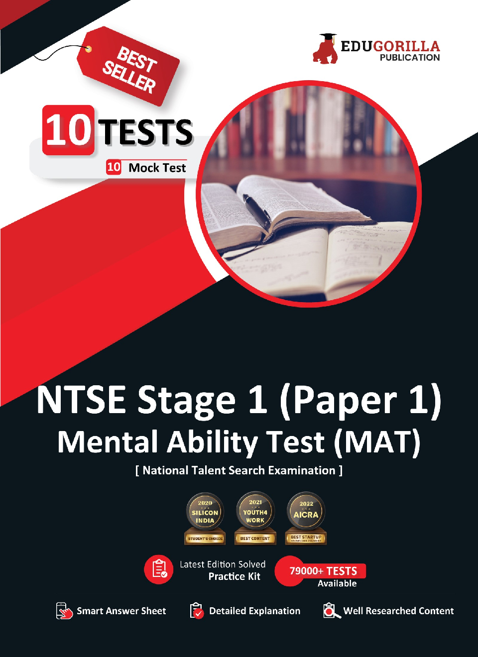 NTSE Stage 1 Paper 1 : MAT (Mental Ability Test) Book | National Talent Search Exam | 10 Full-length Mock Tests (1000+ Solved Questions) | Free Access to Online Tests - Page 1