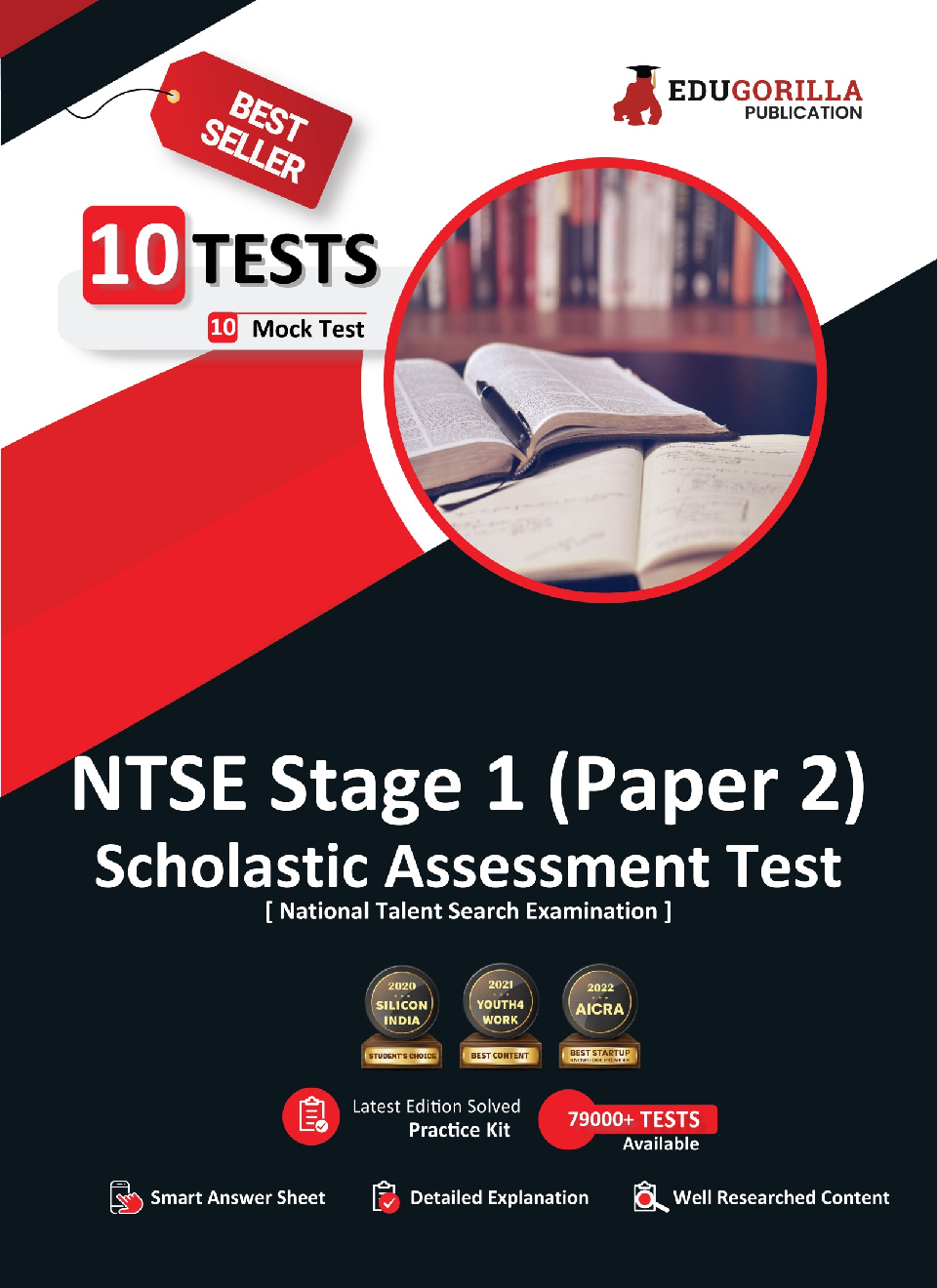 NTSE Stage 1 Paper 2 : SAT (Scholastic Assessment Test) Book | National Talent Search Exam | 10 Full-length Mock Tests (1000+ Solved Questions) | Free Access to Online Tests - Page 1