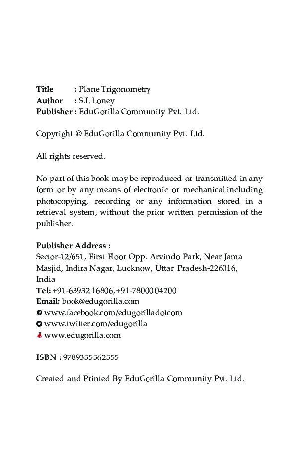 Plane Trigonometry (Part 1) by S.L. Loney - Page 3