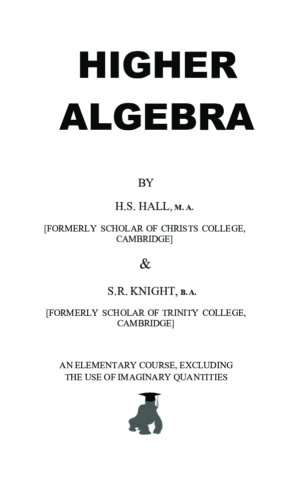 Higher Algebra by H.S. Hall & S.R. Knight - Page 2