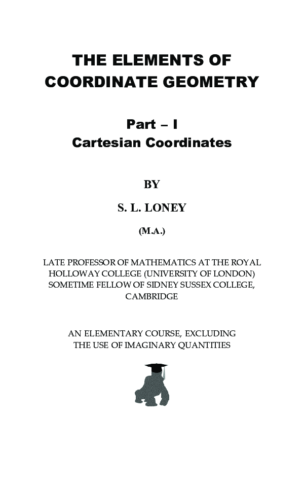 The Elements of Co-ordinate Geometry by S.L. Loney - Page 2