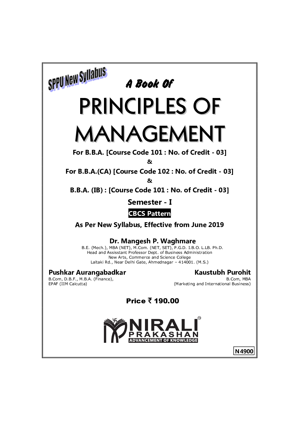 Principles Of Management (BBA and BBA IB Semester-1) - Page 1