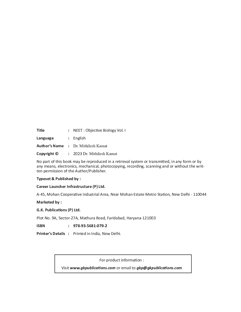 NEET 2023 : Objective Biology Vol. I by Dr. Mithilesh Kamat - Page 3