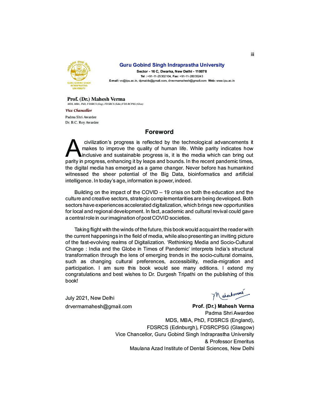 Rethinking Media and Socio - Cultural Channge : India and the Globe in Times of Pandemic - Page 4