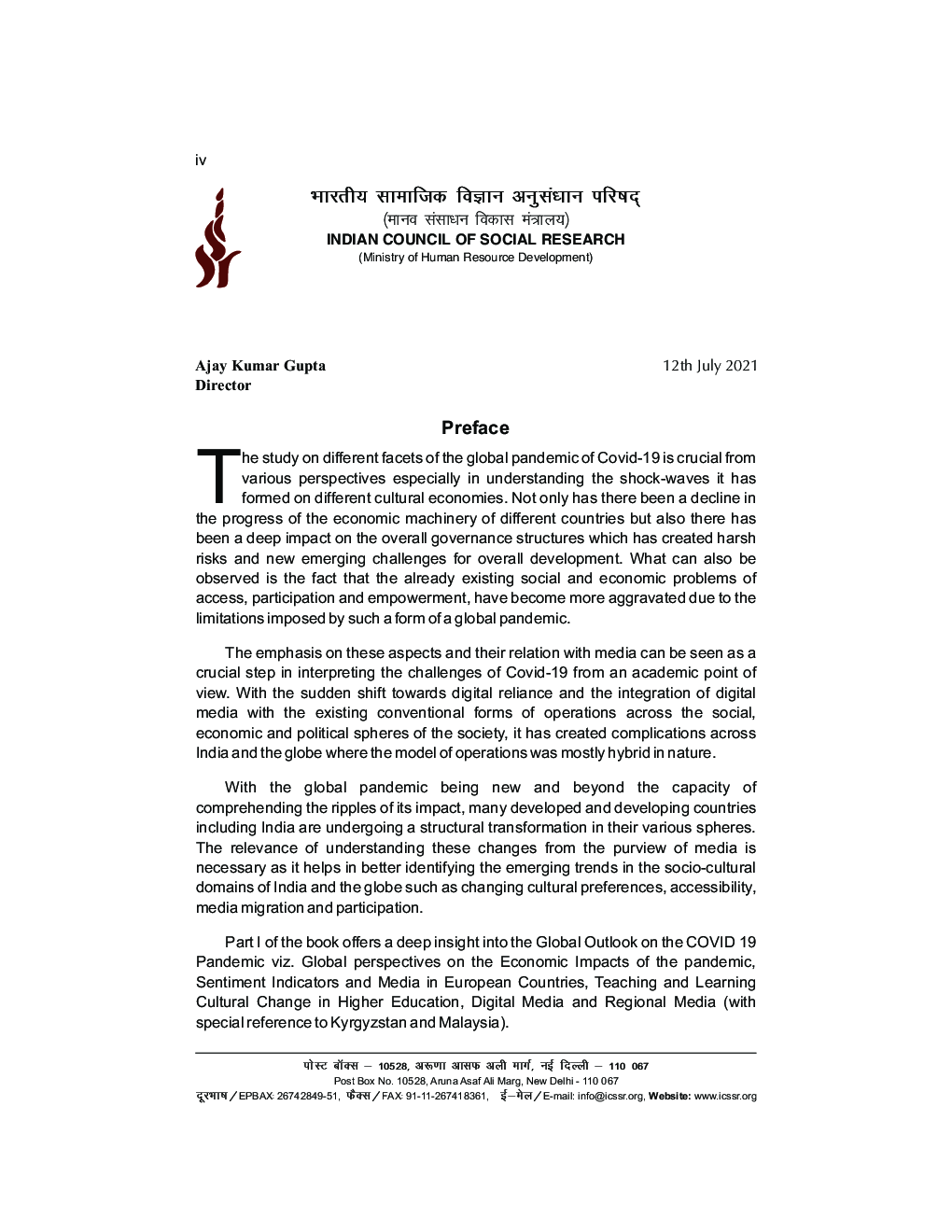 Rethinking Media and Socio - Cultural Channge : India and the Globe in Times of Pandemic - Page 5