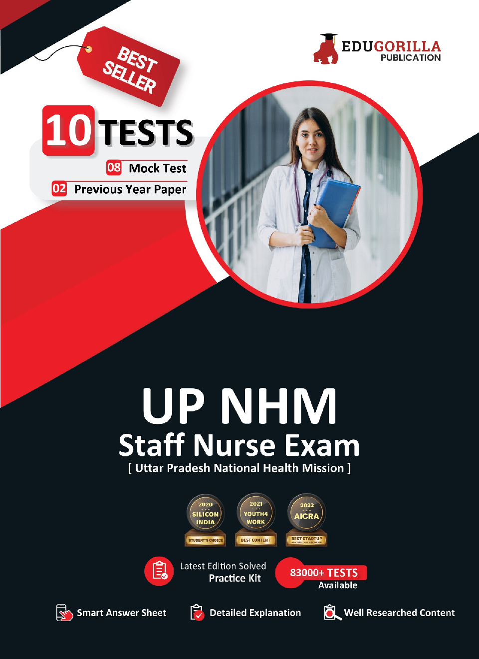 UP NHM Staff Nurse Book 2023 (English Edition) - 8 Full Length Mock Tests and 2 Previous Year Papers (1000 Solved Questions) with Free Access to Online Tests - Page 1