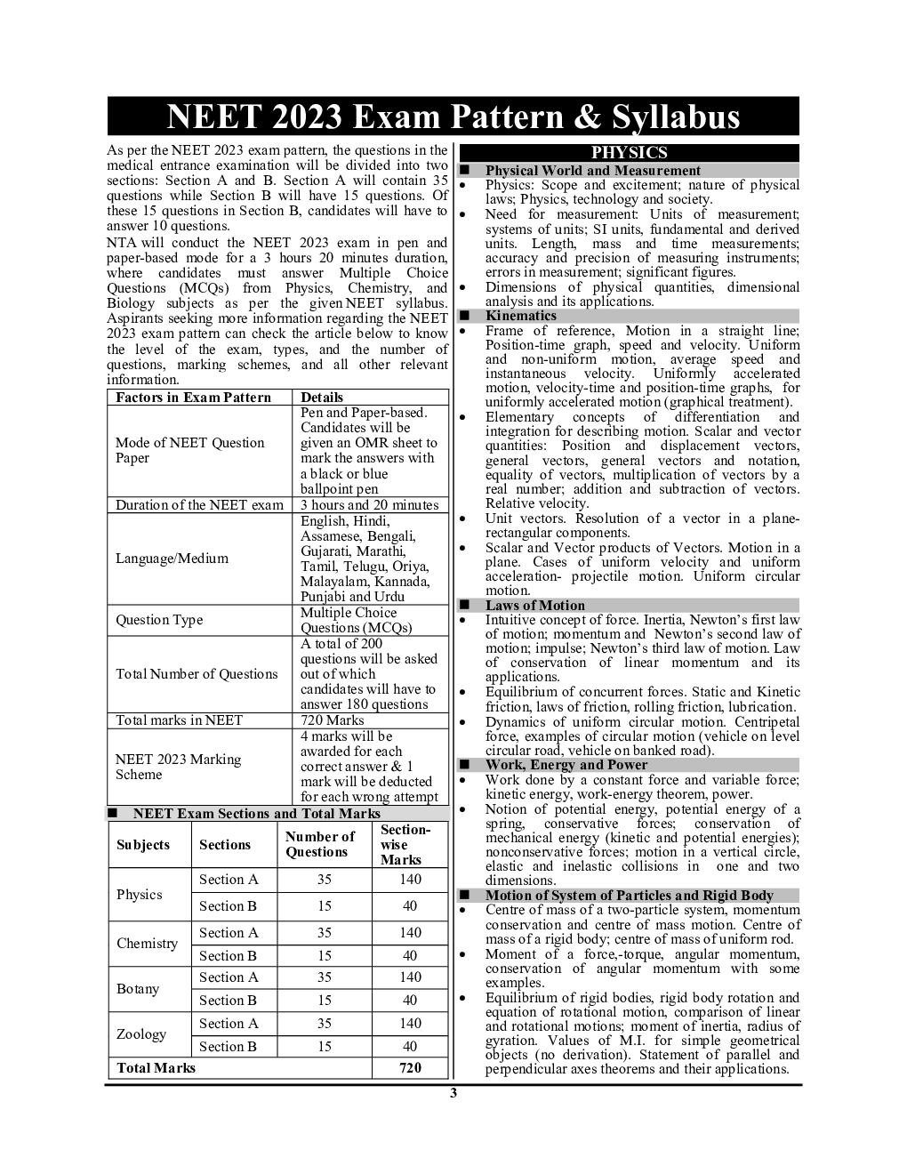 NEET/AIPMT Physics, Chemistry & Biology Solved Papers 2023 - Page 4