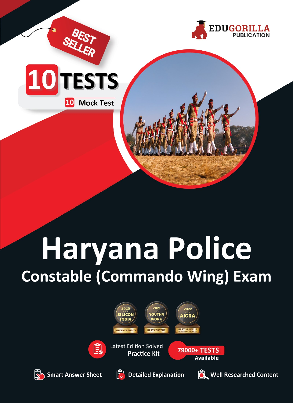 EduGorilla Haryana Police Constable Commando Wing Book 2023 (English Edition) - 10 Full Length Mock Tests (1000 Solved Questions) with Free Access to Online Tests - Page 1