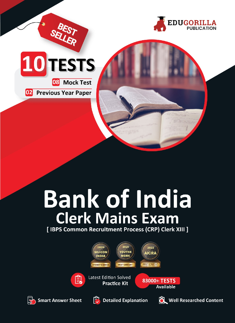 Bank of India Clerk Mains (IBPS CRP PO/MT XIII) Book 2023 (English Edition) - 8 Full Length Mock Tests and 2 Previous Year Papers with Free Access to Online Tests - Page 1