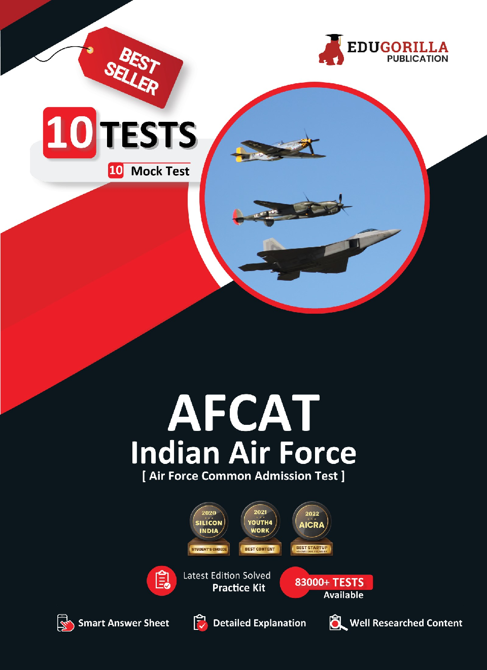 AFCAT Book 2023 : Air Force Common Admission Test (English Edition) - 10 Full Length Mock Tests (1000 Solved Questions) with Free Access to Online Tests - Page 1