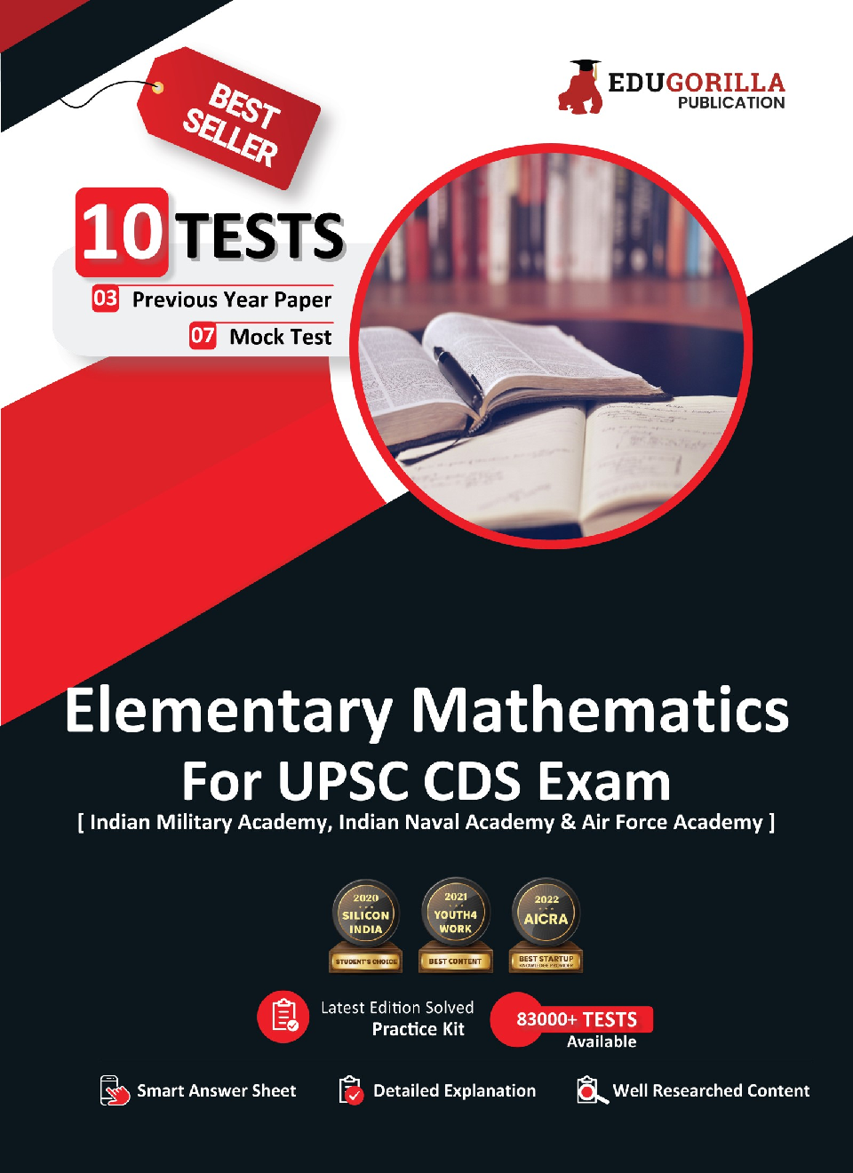 UPSC CDS Elementary Mathematics Book 2023 (IMA, INA, AFA) English Edition - 7 Mock Tests and 3 Previous Year Papers (1000 Solved Questions) with Free Access to Online Tests - Page 1