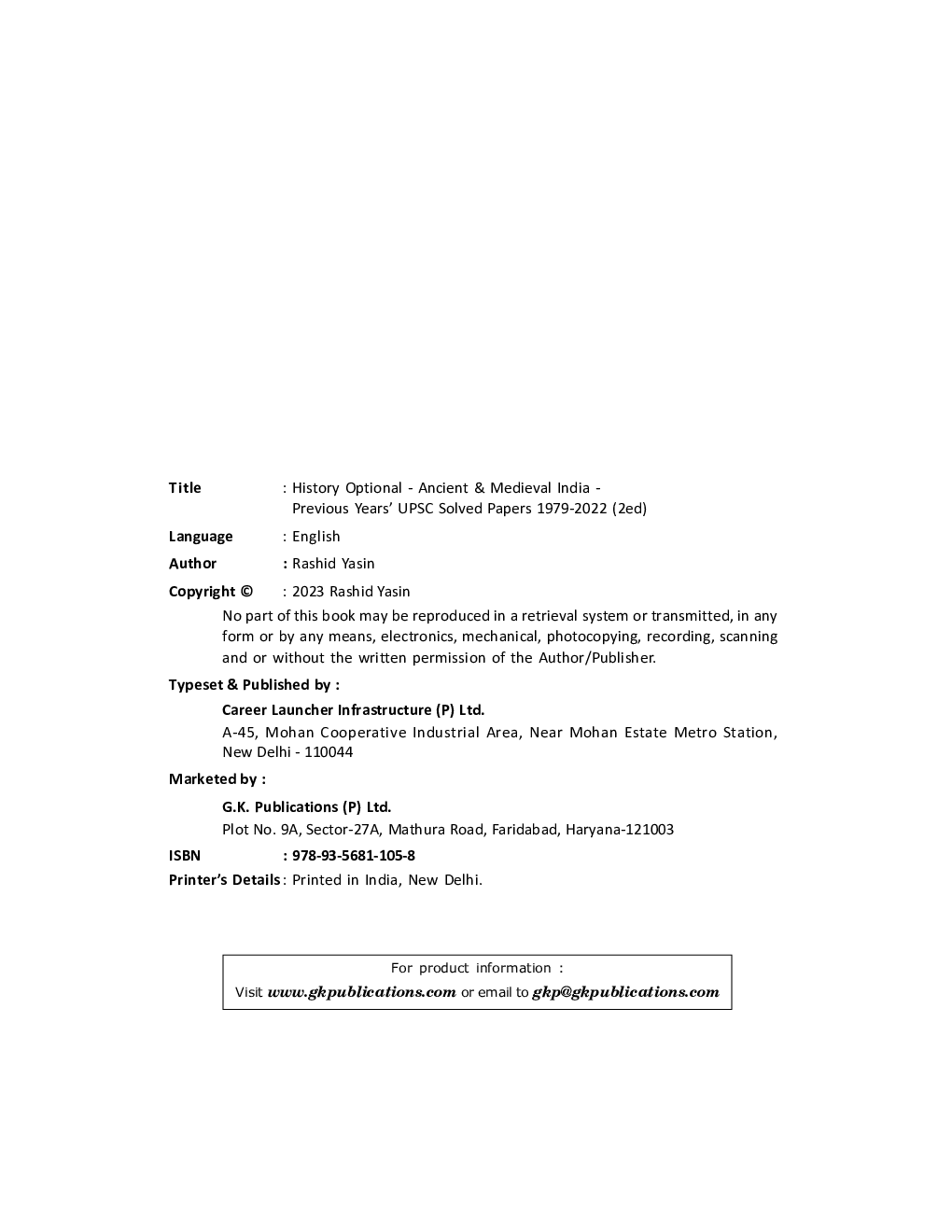 History Optional 2023 - Ancient & Medieval India - Previous Years UPSC Solved Papers (1979 - 2022) 2ed by Rashid Yasin - Page 5