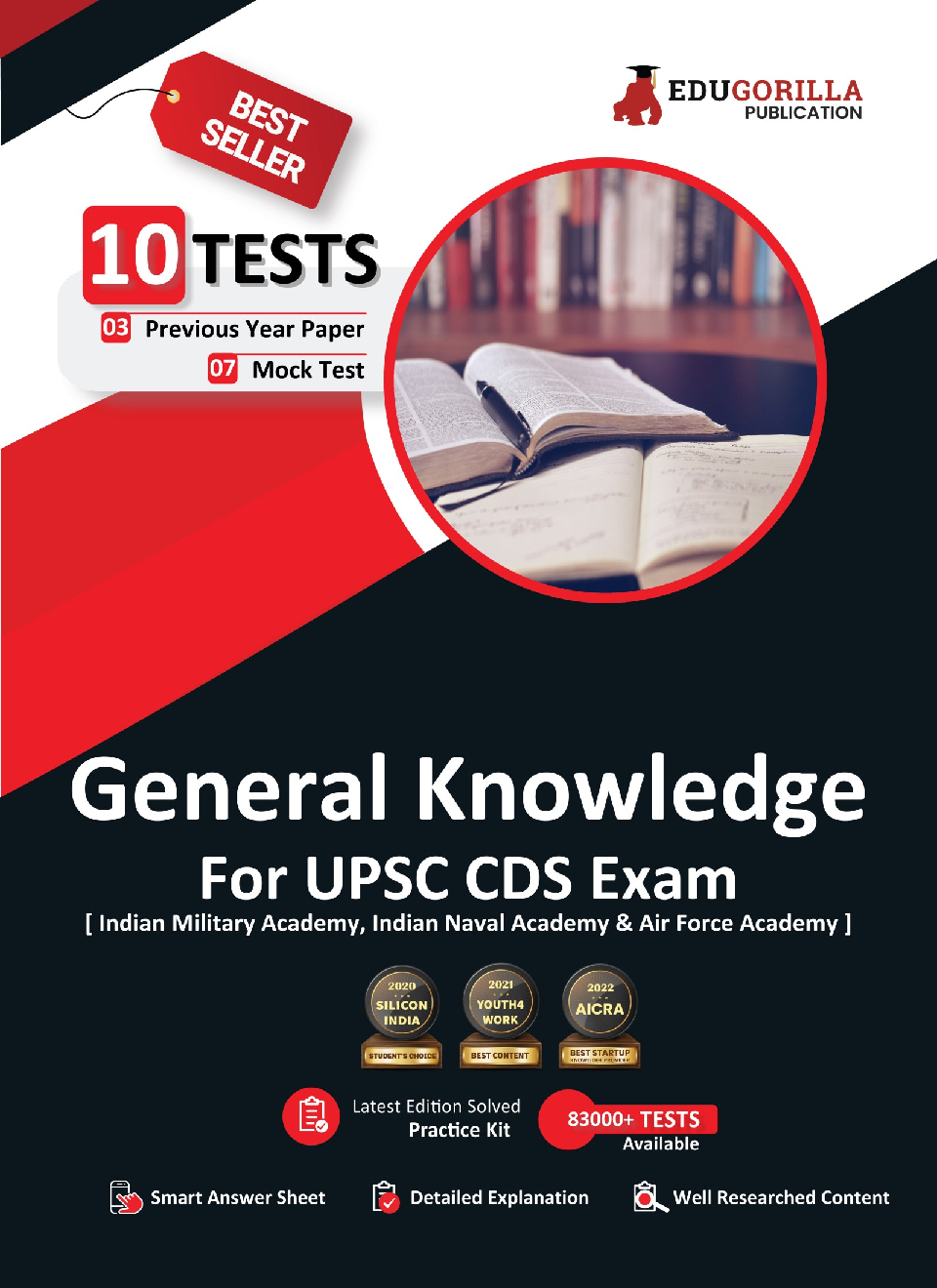 UPSC CDS General Knowledge Book 2023 : Combined Defence Services (IMA, INA, AFA) English Edition - 7 Mock Tests and 3 Previous Year Papers (1200 Solved Questions) with Free Access to Online Tests - Page 1