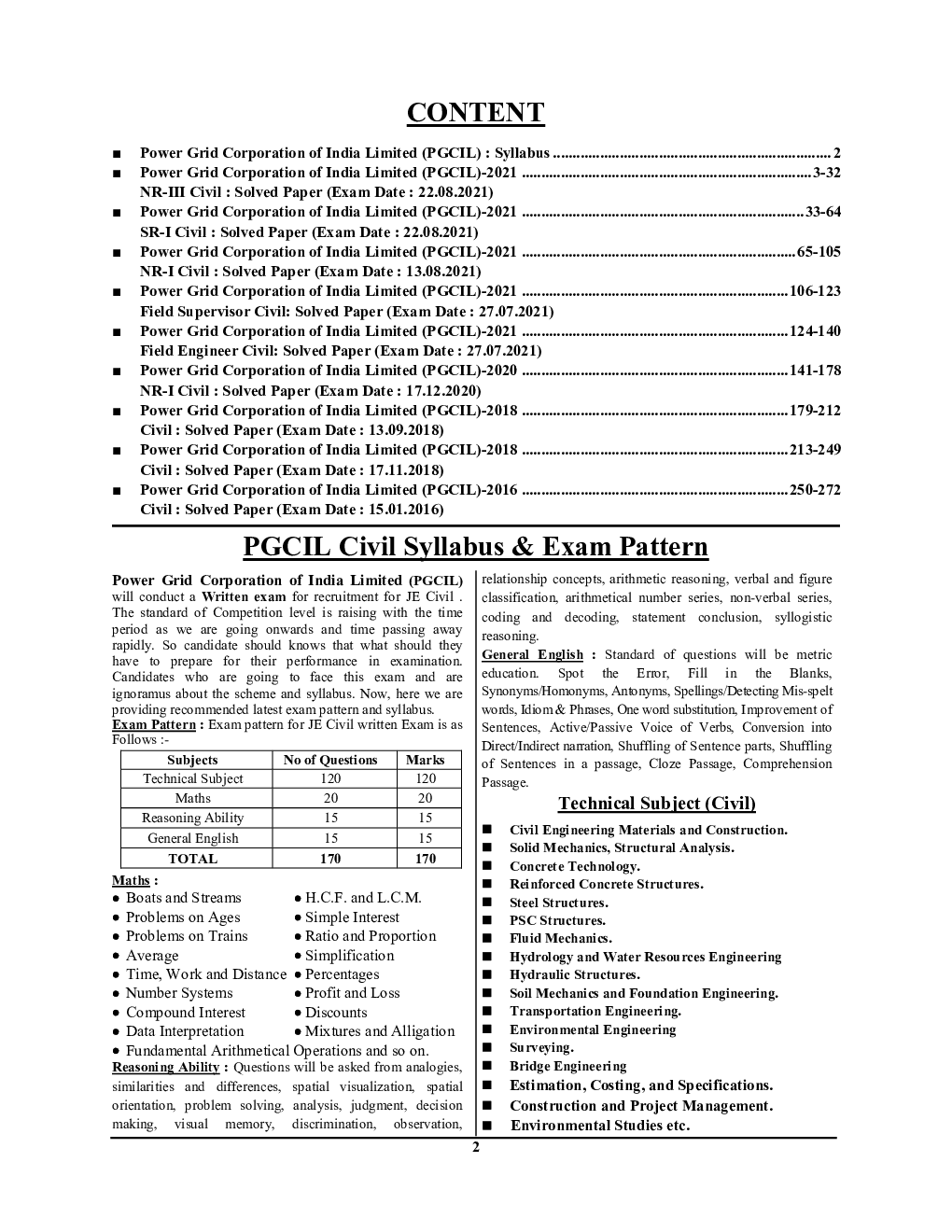 PGCIL JE जूनियर इंजीनियर सिविल इंजीनियरिंग साल्व्ड पेपर्स - Page 3