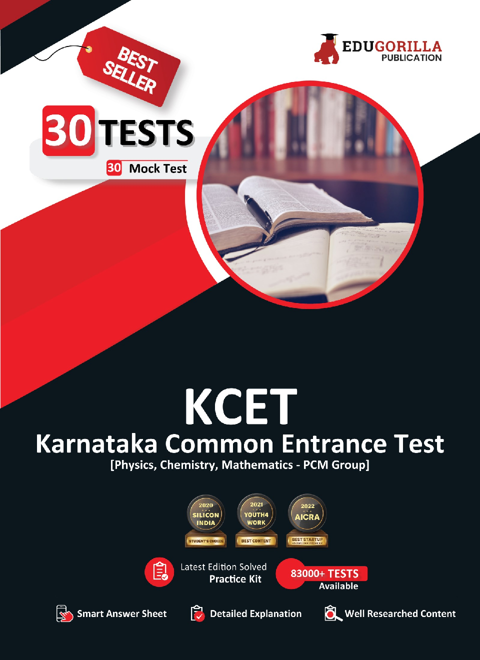 KCET 2023 : Engineering Entrance Exam - Karnataka Common Entrance Test - 30 Mock Tests of Physics, Chemistry and Mathematics (1800 Solved Questions) with Free Access To Online Tests - Page 1