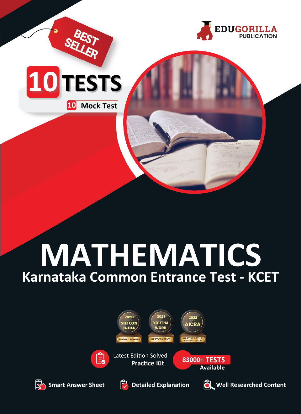 KCET Mathematics Book 2023 (Karnataka Common Entrance Test) - 10 Mock Tests (Solved Objective Questions with detail solution) with Free Access To Online Tests - Page 1