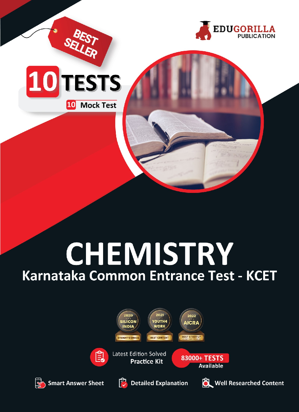 KCET Chemistry Book 2023 (Karnataka Common Entrance Test) - 10 Mock Tests (Solved Objective Questions with detail solution) with Free Access To Online Tests - Page 1