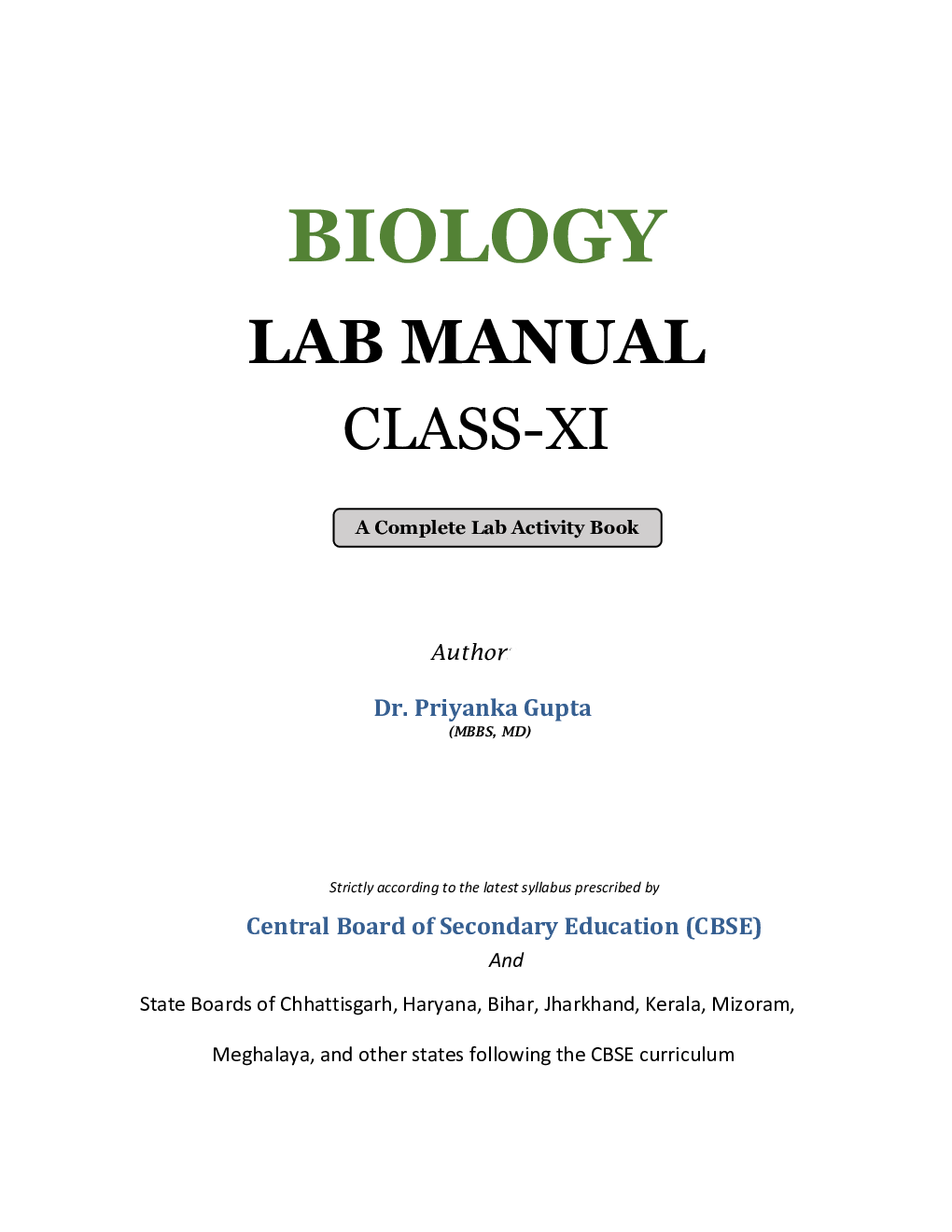 Biology Lab Manual Class XI | As per the latest CBSE syllabus and other State Board following the curriculum of CBSE. - Page 2