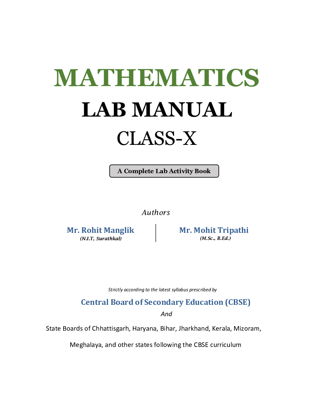 Mathematics Lab Manual Class X | According to the latest CBSE syllabus and other State Boards following the CBSE curriculum - Page 2