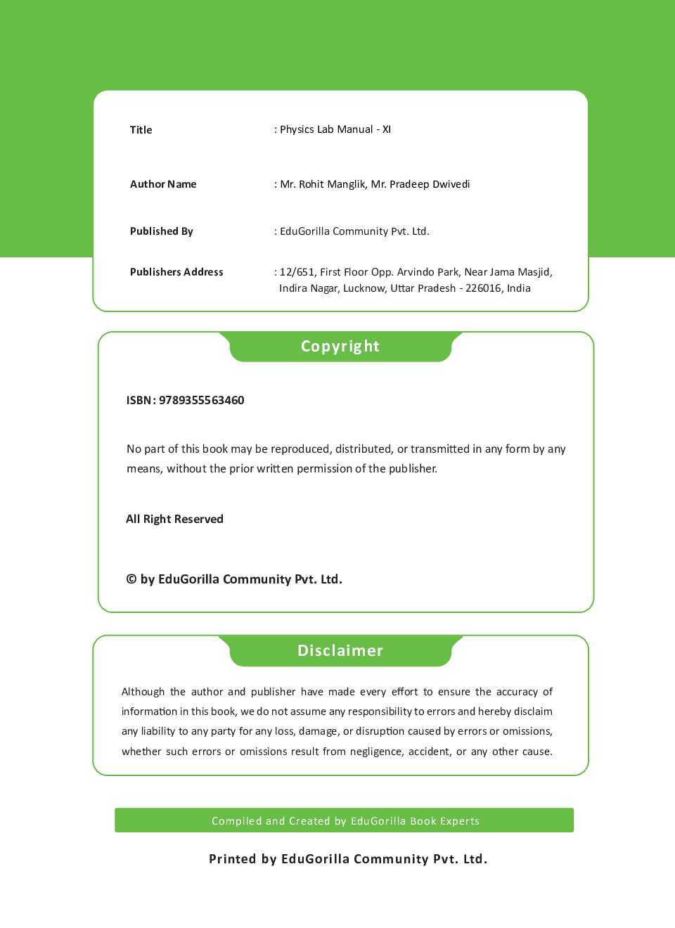 Physics Lab Manual Class XI | According to the latest CBSE syllabus and other State Boards following the CBSE curriculum - Page 3