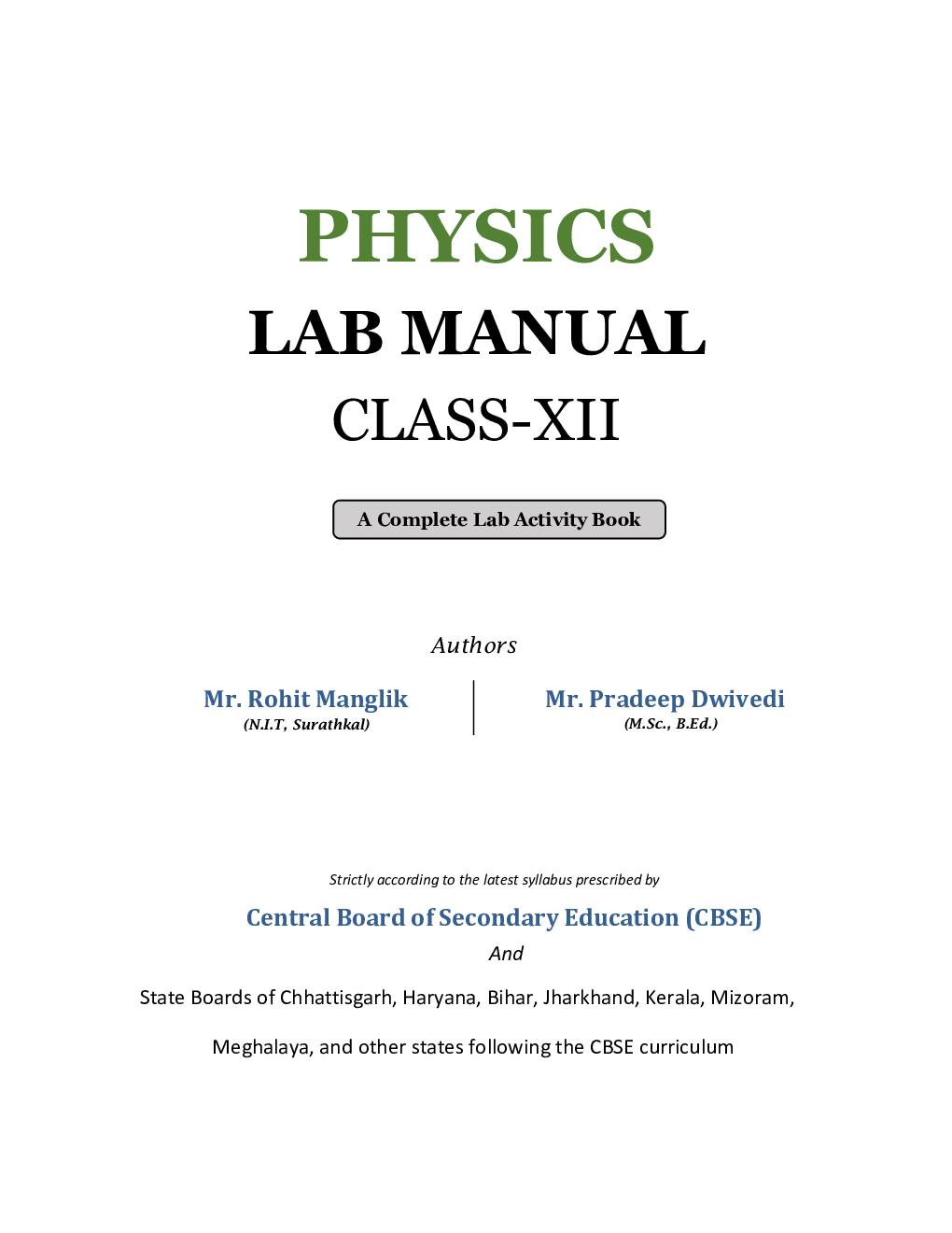 Physics Lab Manual Class XII | According to the latest CBSE syllabus and other State Boards following the CBSE curriculum - Page 2