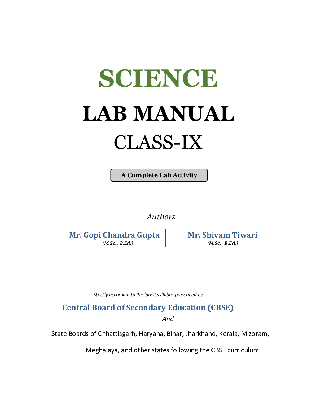 Science Lab Manual Class IX | As per the latest CBSE syllabus and other State Board following the curriculum of CBSE. - Page 2